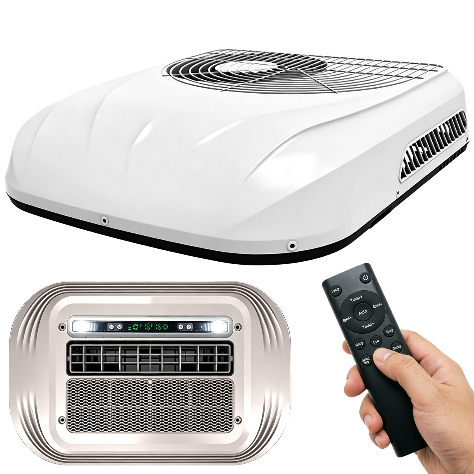 RV Air Conditioner, 8500 BTU 12V/24V RV Rooftop Air Conditioner Unit with Heating & Cooling, Smart Inverter, Low Power, Ultra Quiet & Fast Cooling, for Truck,Campers,Campervan,Caravan Cool-24V