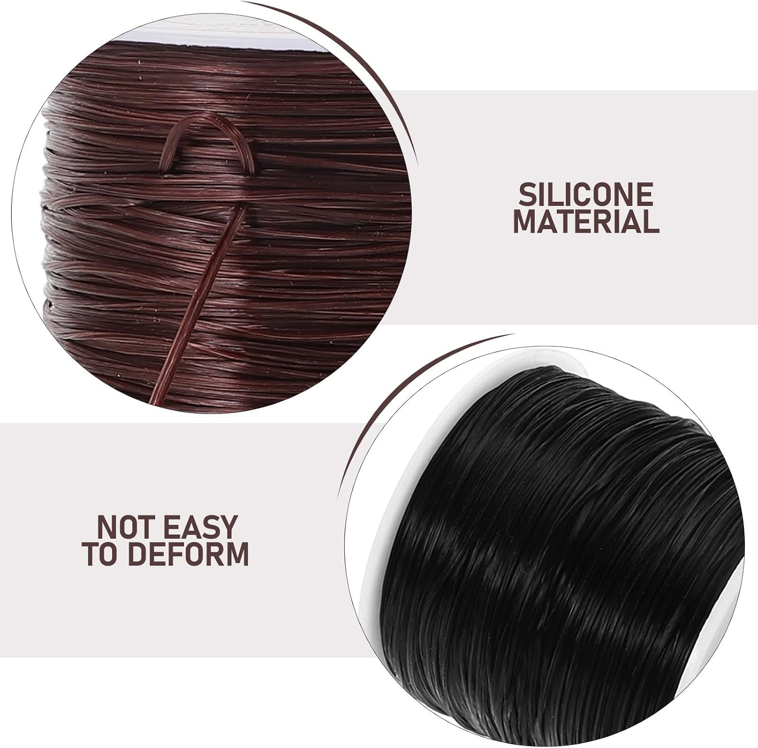 2 Rolls Elastic Extension Thread 0.6mm Flat Silicone Cord for Hair Extensions and Braided Hairstyles, Versatile DIY Beading String for Bracelet Making and Seamless Wig Sewing