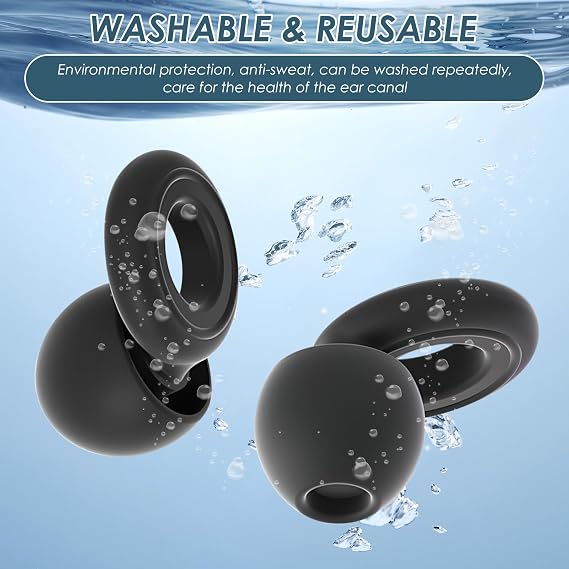 Ear Plugs Sleep, Reusable Noise-Reducing Earplugs Silicone Soft Hearing Protection Ear Plugs with 2 Extra Tips for Sleep Travel Study Work Deep Focus Concert 28dB (SNR)