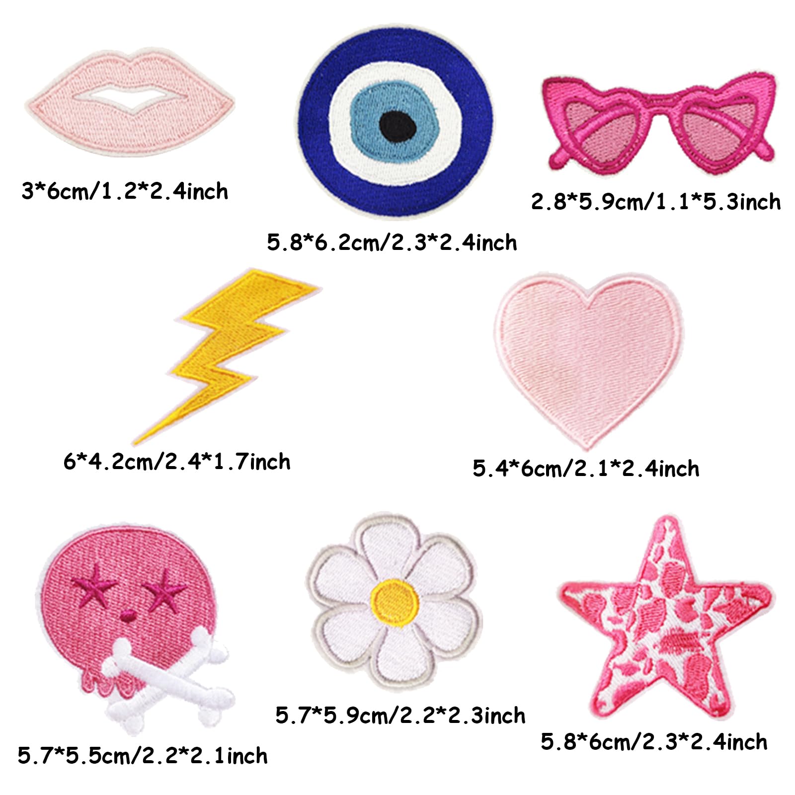 16-teiliges Preppy Bügelflicken-Set In Rosa – Niedliche Gestickte Patches Zum Aufbügeln Oder Annähen