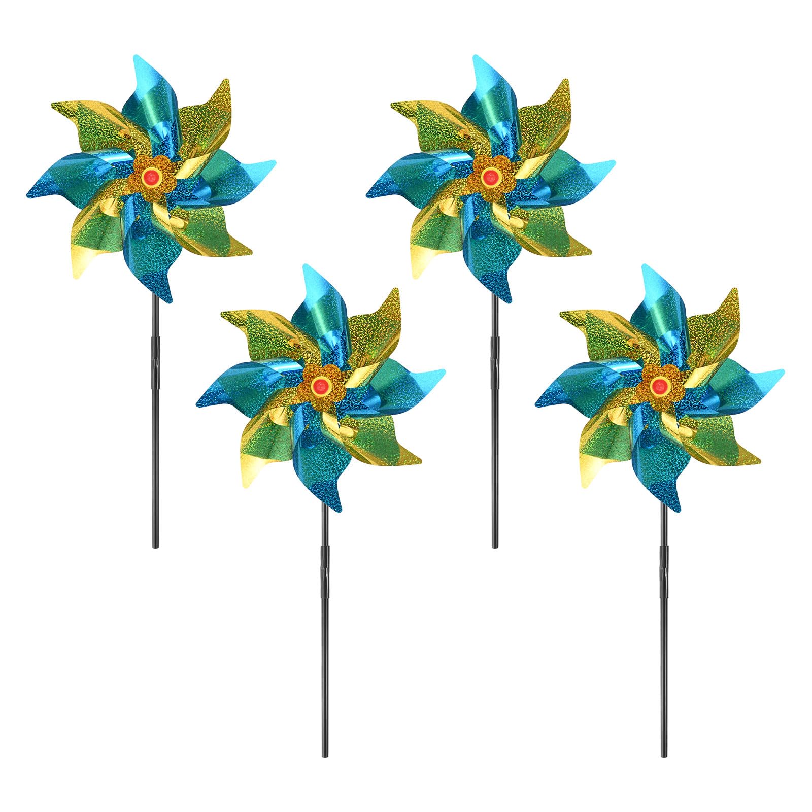 M METERXITY 4-Pack Flower Wind Spinner 20 inch Plastic Pinwheels — image 1