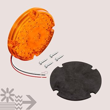 TRUE MODS 7 Round 47-LED Turn Signal Tail Light For School Bus Transit Vehicles Refuse Hauler [DOT FMVSS-108] [SAE I6] [TBT Function] [9-16V DC] For Trailer Truck - AMBER