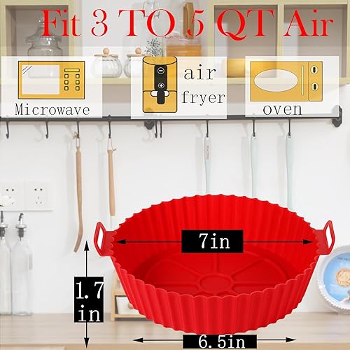 Miniatura 2 de Somoga Forros de silicona para freidora de aire para 3 a 5 cuartos de galón, paquete de 2 forros de silicona reutilizables para freidora de aire,
