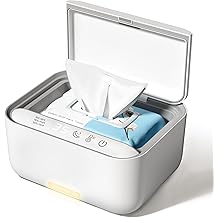 Wipe Warmer,Baby Wipe Warmer Dispenser,Large Capacity Wipe Holder Box Container with Night Light,Adjustable Temperature Display,No Need Water and Sponge,Fast Heating (white)