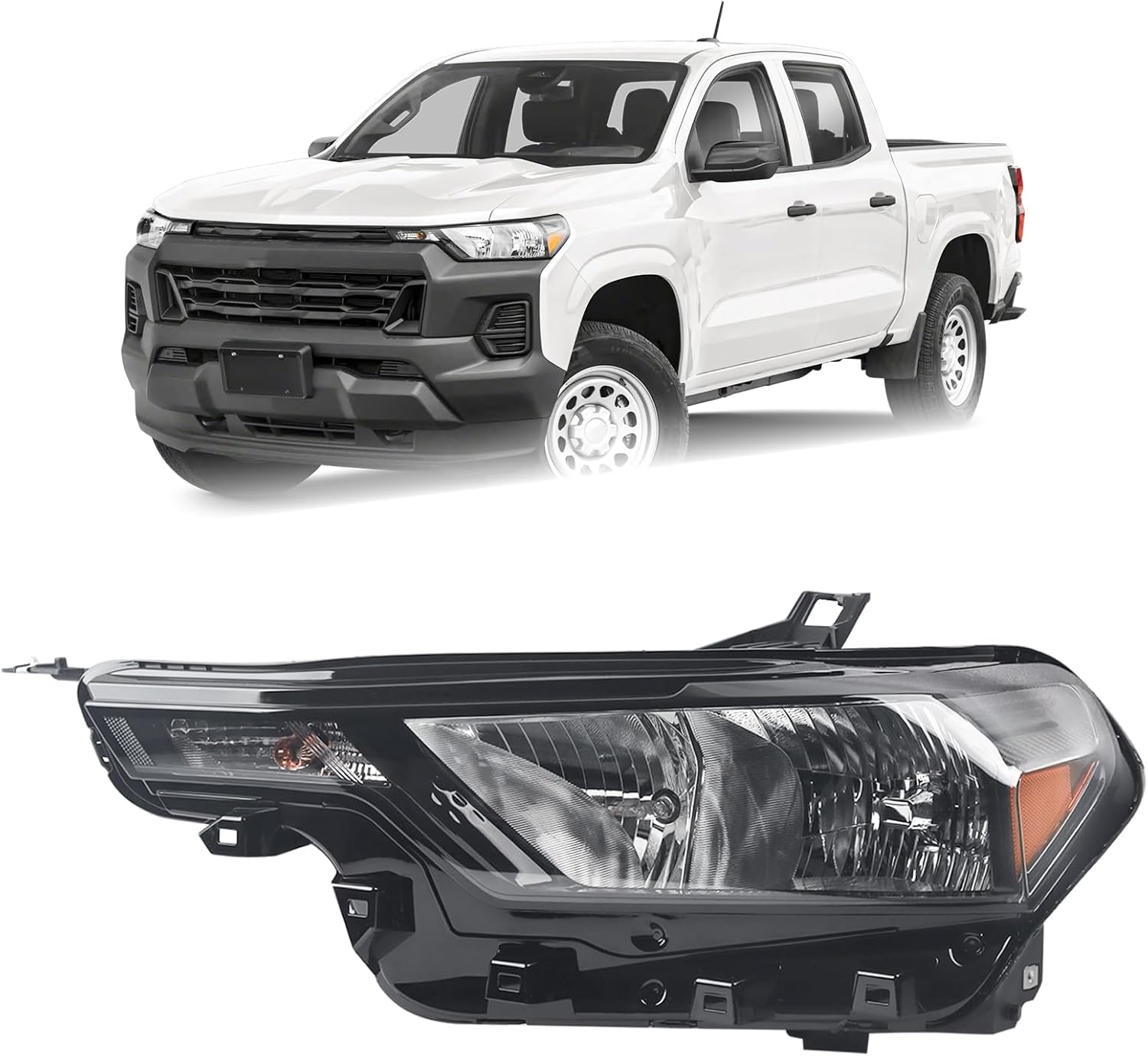 LH Halogen Type Headlight Assembly Fit for 2023 2024 2025 Chevy Colorado LT/Work Truck/Trail Boss Chevrolet Headlamp Left Driver Side With Bulbs GM2502545 87818226 85045266