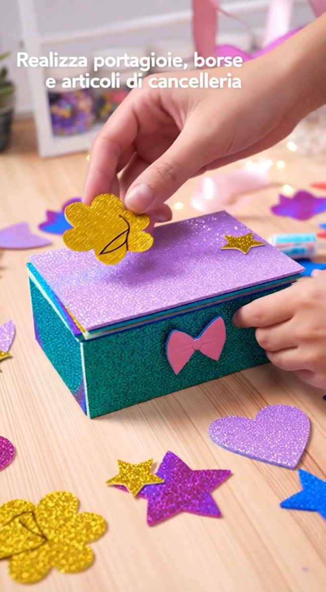 10 Fogli Adesivi In Schiuma Glitterata Oro - Formato A4 (20x30cm) - EVA Per Artigianato, Fai Da Te, Scrapbooking E Progetti Scolastici