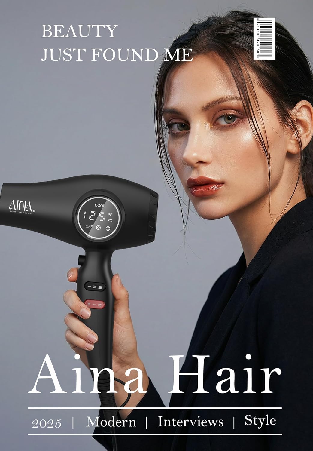 AINA Pro Hair Dryer with Diffuser,Owlify 2400 Series | 150,000 RPM | Ionic | Brushless Motor | Cold Shot Button | Rretro Aesthetics&New tech Assembly | High Temp&High Airflow 0.9lb 110V/ALCI