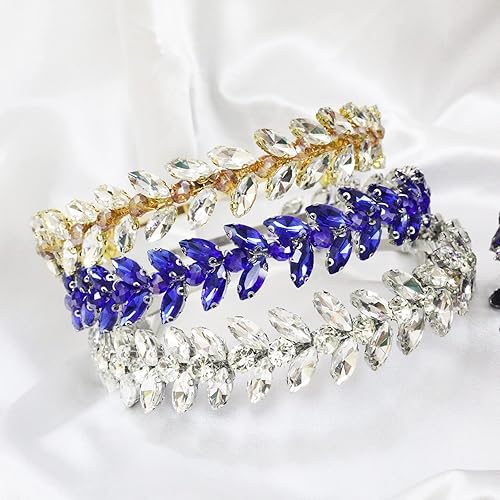 Miniatura 8 de Diadema de diamantes de imitación verdes, accesorios para el cabello de boda, para novias, tiaras para mujeres y niñas, disfraz de diosa, decoración