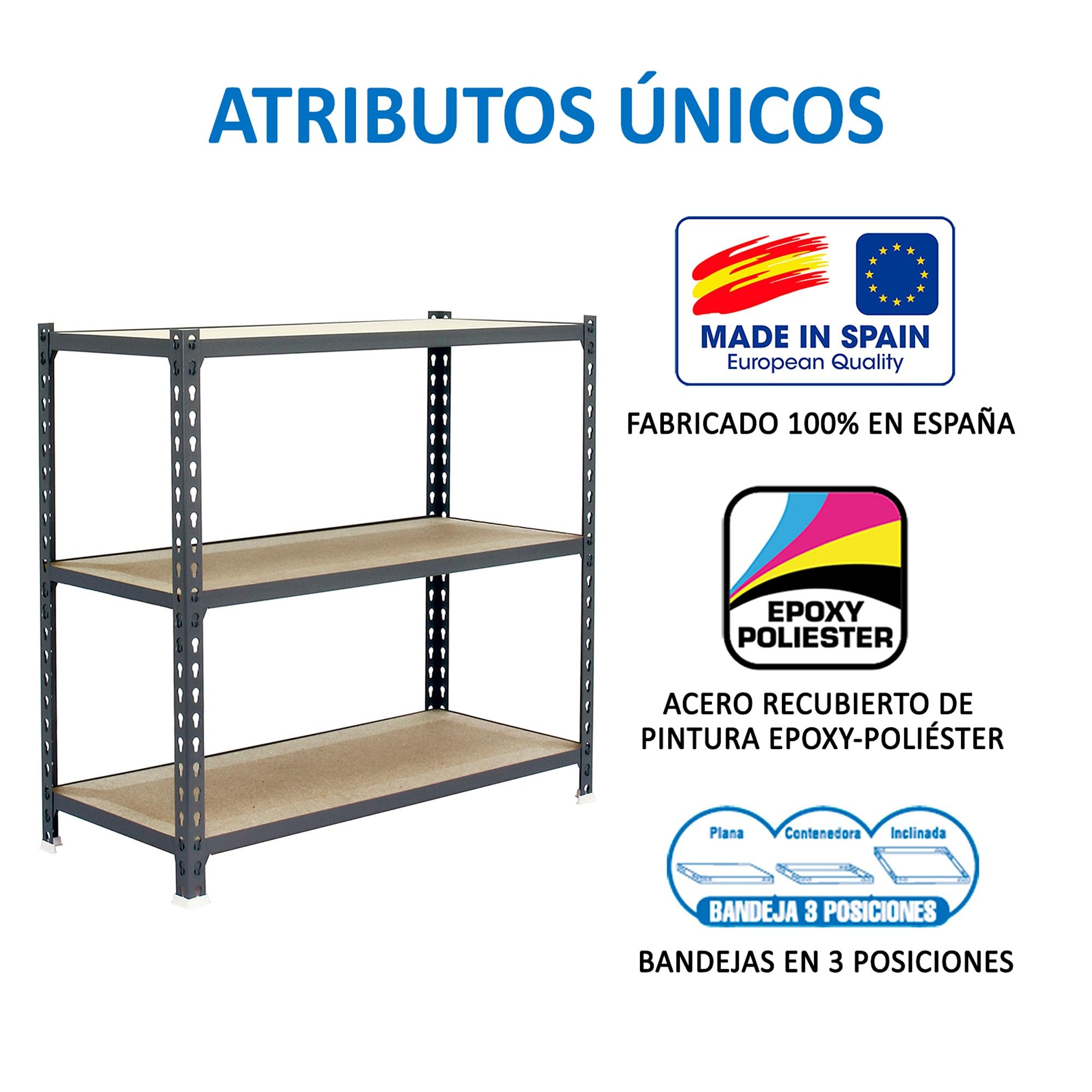 Simon Rack Scaffale Metallo Garage, 3 Ripiani Legno, 200 kg di Punto di Flessione, 900x1200x300 mm, Scaffale Garage, Senza Viti, Zincato/Legno - Maderclick