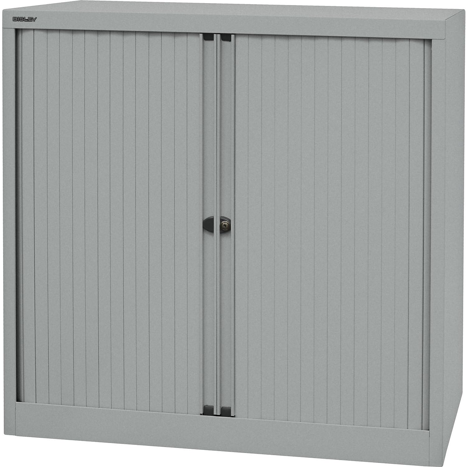 BISLEY Rollladenschrank EuroTambour, 2 Fachböden, 2,5 OH, Metall, Sl355 Rollladen/Korpus Silber, 43 x 100 x 103 cm