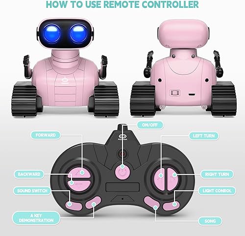 Miniatura 6 de Playsheek Robot Toys - Robot de control remoto, recargable emo, robot con demostración automática para niños, robot RC para niños, robot
