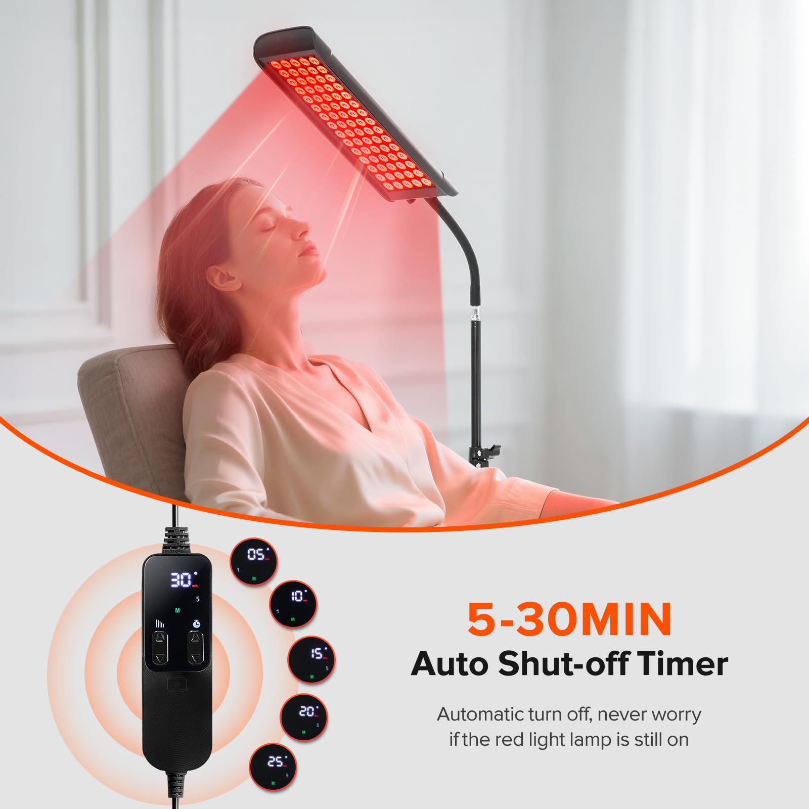 Red Light Therapy for Face and Body, GMOWNW Infrared Light Therapy Lamp with Stand, 660nm Red Light and 850nm Near Infrared Light Therapy Device for Face Knee Body, Skin Care at Home