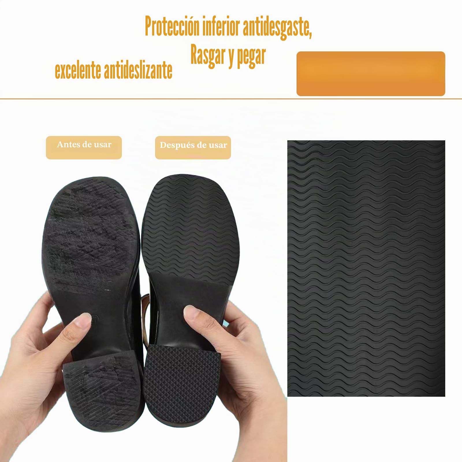 4 protectores para suelas de zapatos, Plantilla Antideslizante, Protectores para Suelas de Zapatos, Reducción de Ruido Antideslizante, Aautoadhesivas, para Suelas de Zapatos, Negro