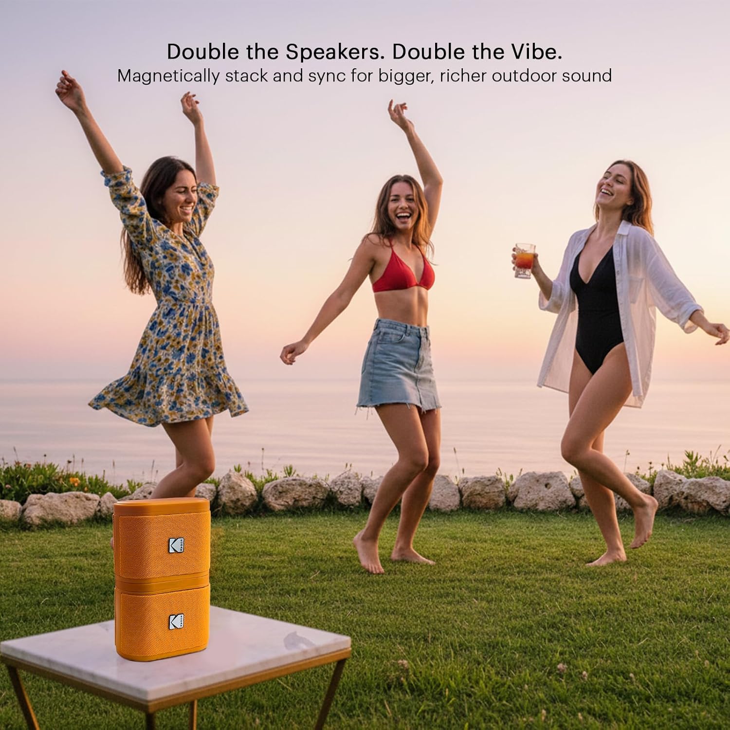 KODAK SOUNDBRIX Portable Bluetooth Speaker IPX4 Water Resistant Wireless 5H Playtime Stackable Speaker Pair 100 Speakers White Elephant Gift for Adults Men Women Teen Boys Girls Home Beach Birthday - Image 4