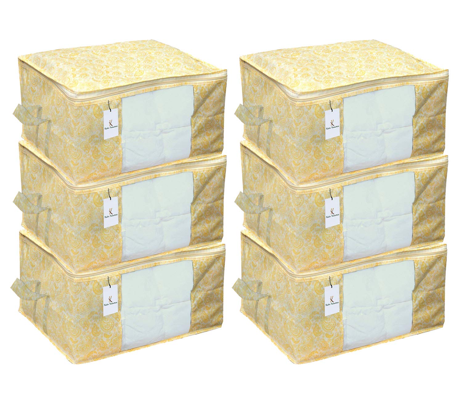 Kuber Industries Underbed Storage Bag,Storage Organiser,Blanket Cover Set of 6 Pc - Gold, Extra Large Size,CTKNEW233-image-0
