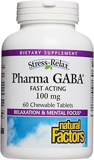 Natural Factors Stress-Relax Chewable Gaba 100 milligrams, Tropical Fruit Flavor, 60 Tablets (30 Servings)