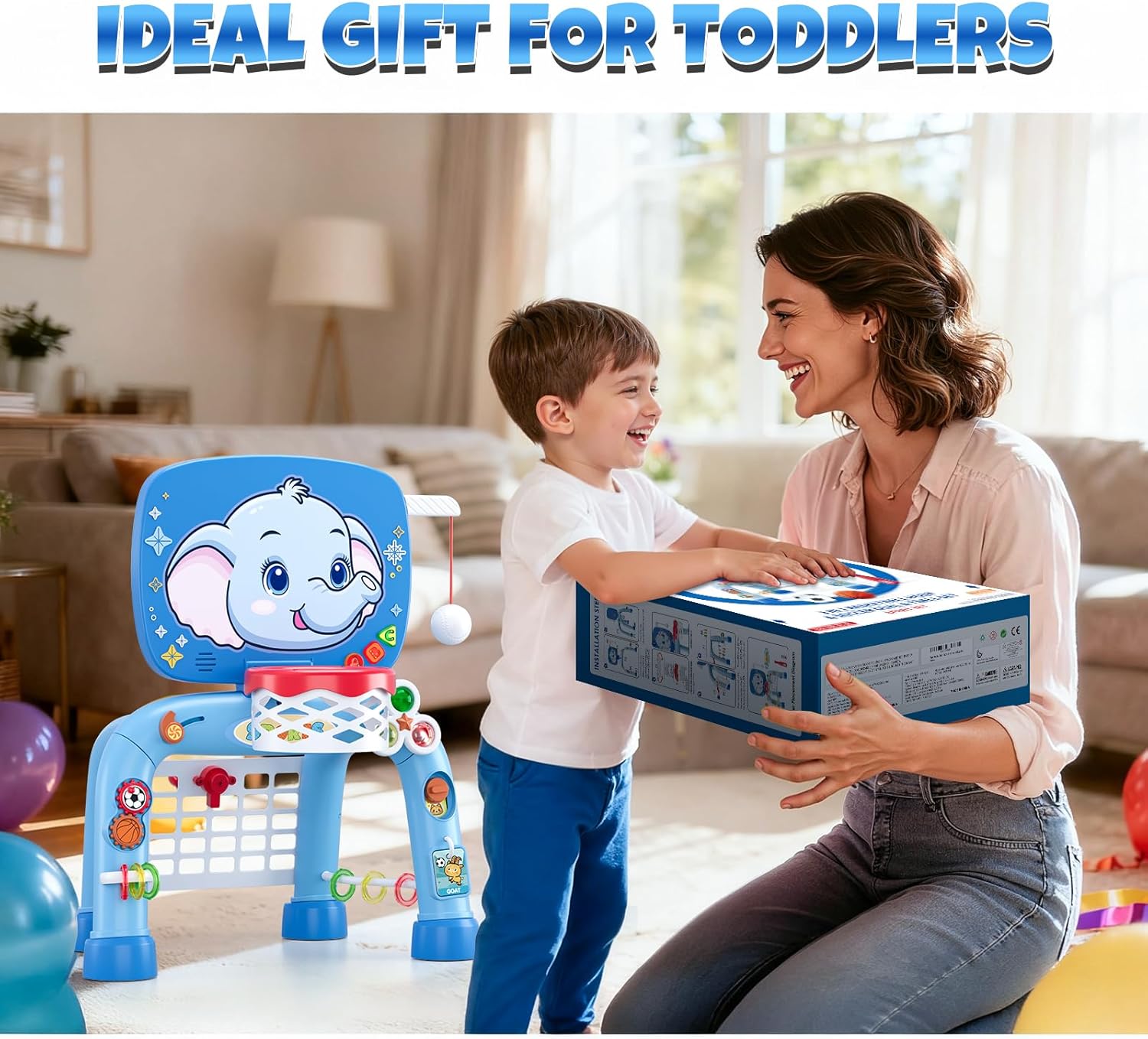 Toddler Basketball Hoop & Soccer Goal Tball Set, Kids Sport Toys with Light & Sound, Musical Activity Center Toys for 1 2 3 Years Old Boys, Christmas Birthday Gifts for Baby 12-18 Months