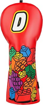 mytag Fun Driver Headcover Building Blocks Design, Red Golf Driver Head Cover for Kids Youth