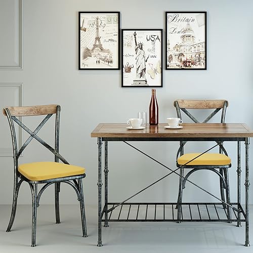 Miniatura 2 de BUYUE Cojines para Sillas de Metal de 14" con Imanes Juego de 4, Almohadillas de Asiento de Cuero PU de Lujo Impermeables Antideslizantes para