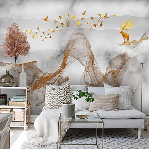 Miniatura 2 de Murales de pared abstractos de líneas de tinta de paisaje, moderno, ganso salvaje, ciervo, árbol, adhesivo de pared, calcomanía de pared
