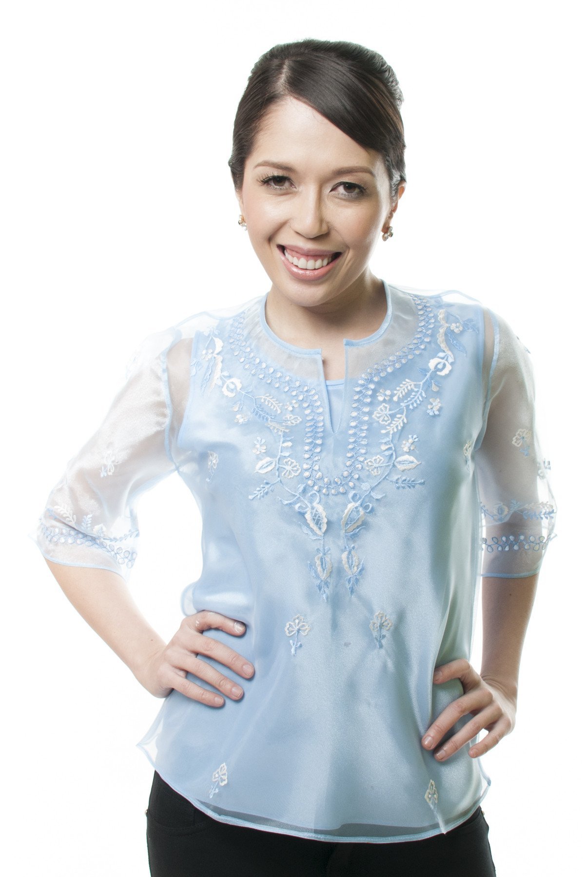 Women's Kimona Light Blue 001 - Filipiniana