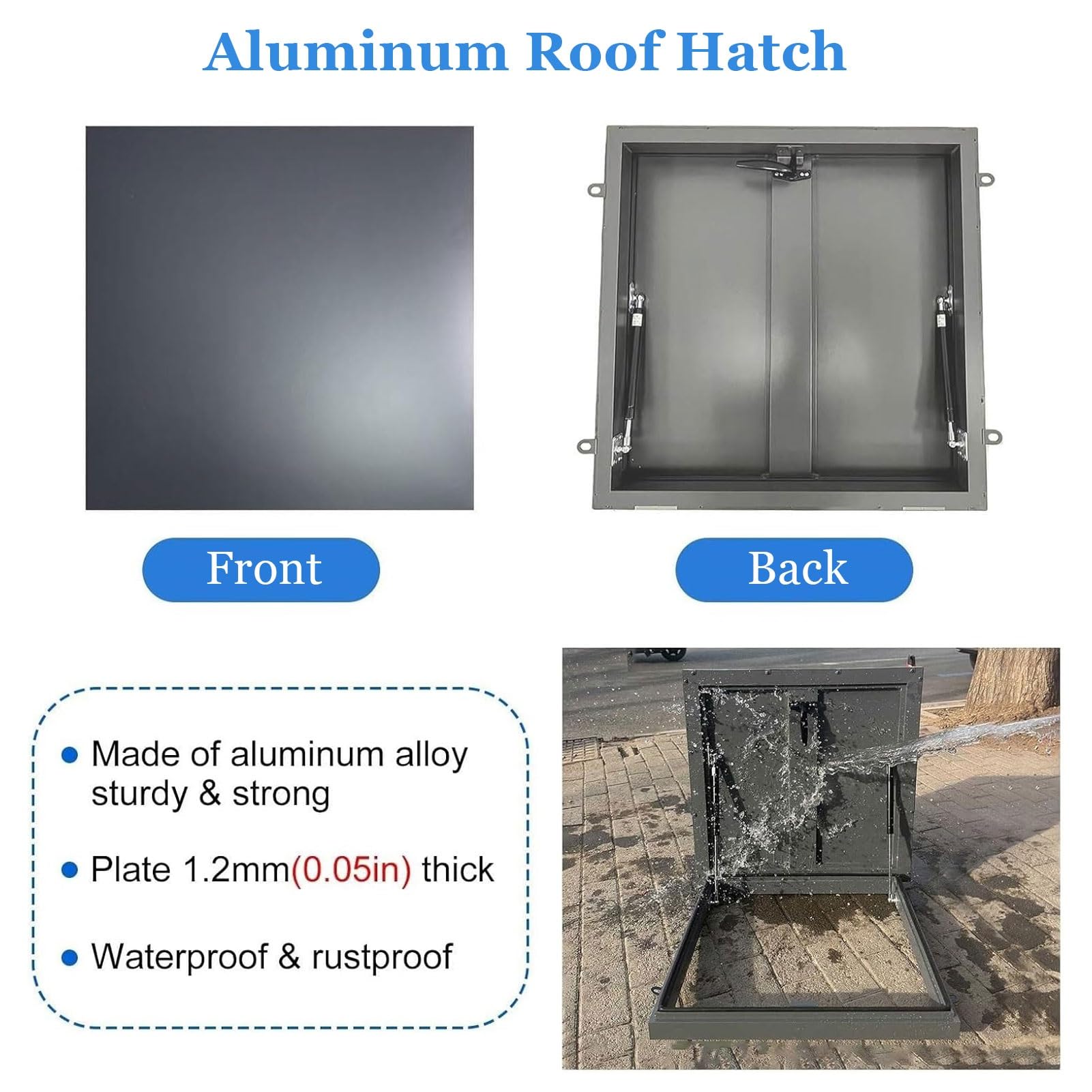 Trappe d'accès au grenier Ouverture 90° Porte d'accès au toit électrique Passas Ouvertures de ventilation 65 x 65 cm – et facile à installer