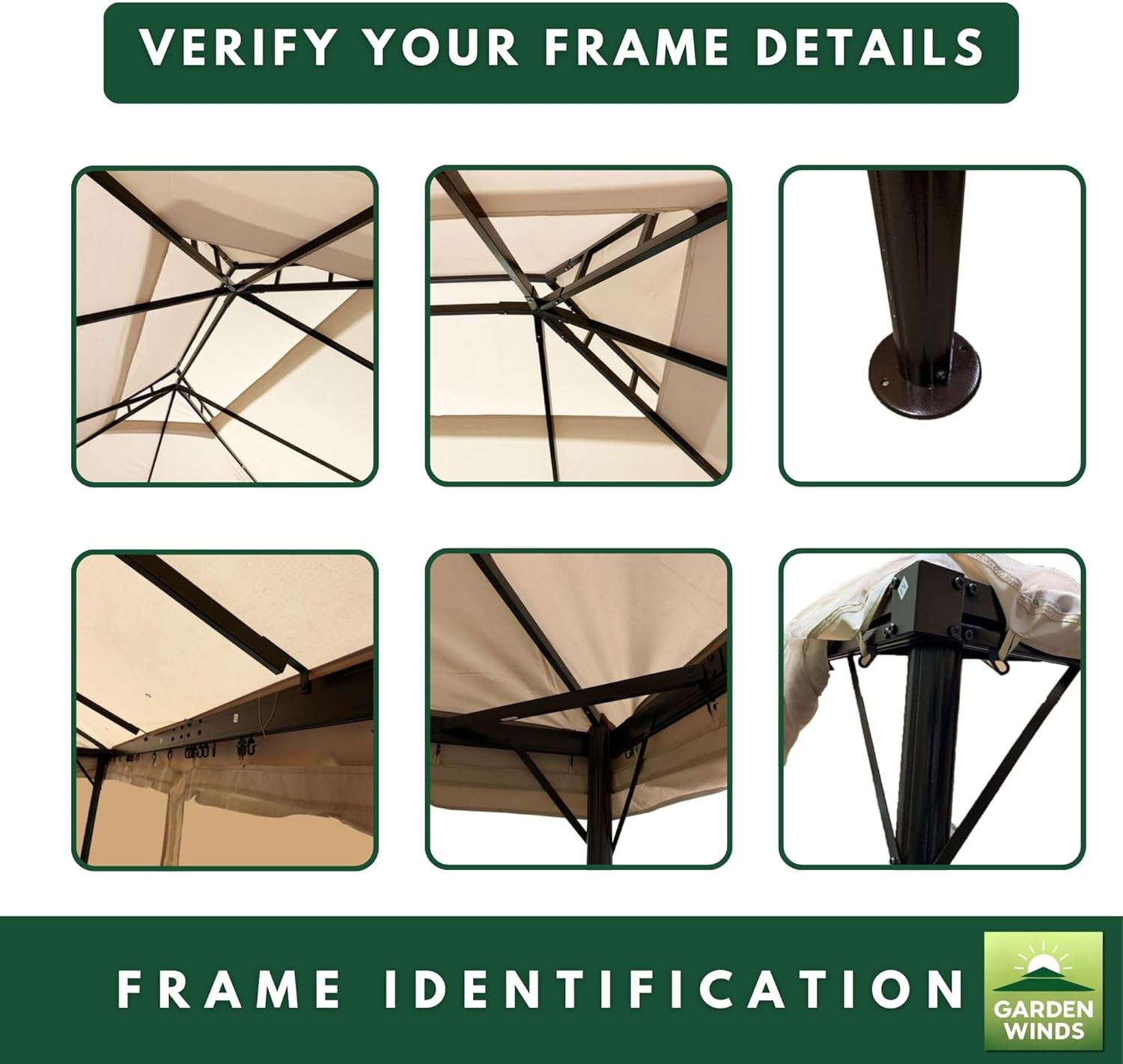 Garden Winds Reinforced Replacement Canopy Compatible with The 01-0879, OTSU1444, 84C-101 Outsunny Classic 10' x 13' Gazebo - Classic Sand, Riplock 350 Fabric
