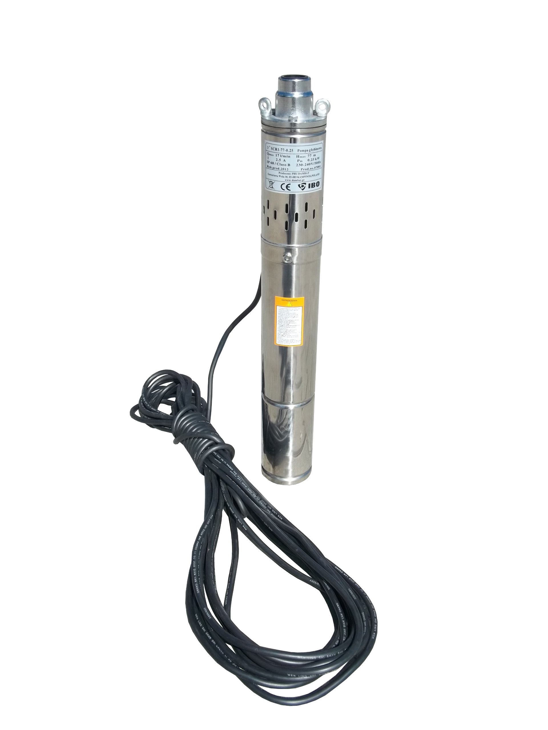 Tiefbrunnenpumpe Brunnenpumpe IBO 3" SCR 0,25kW 230V 3 Zoll 250 W 1020 L/H