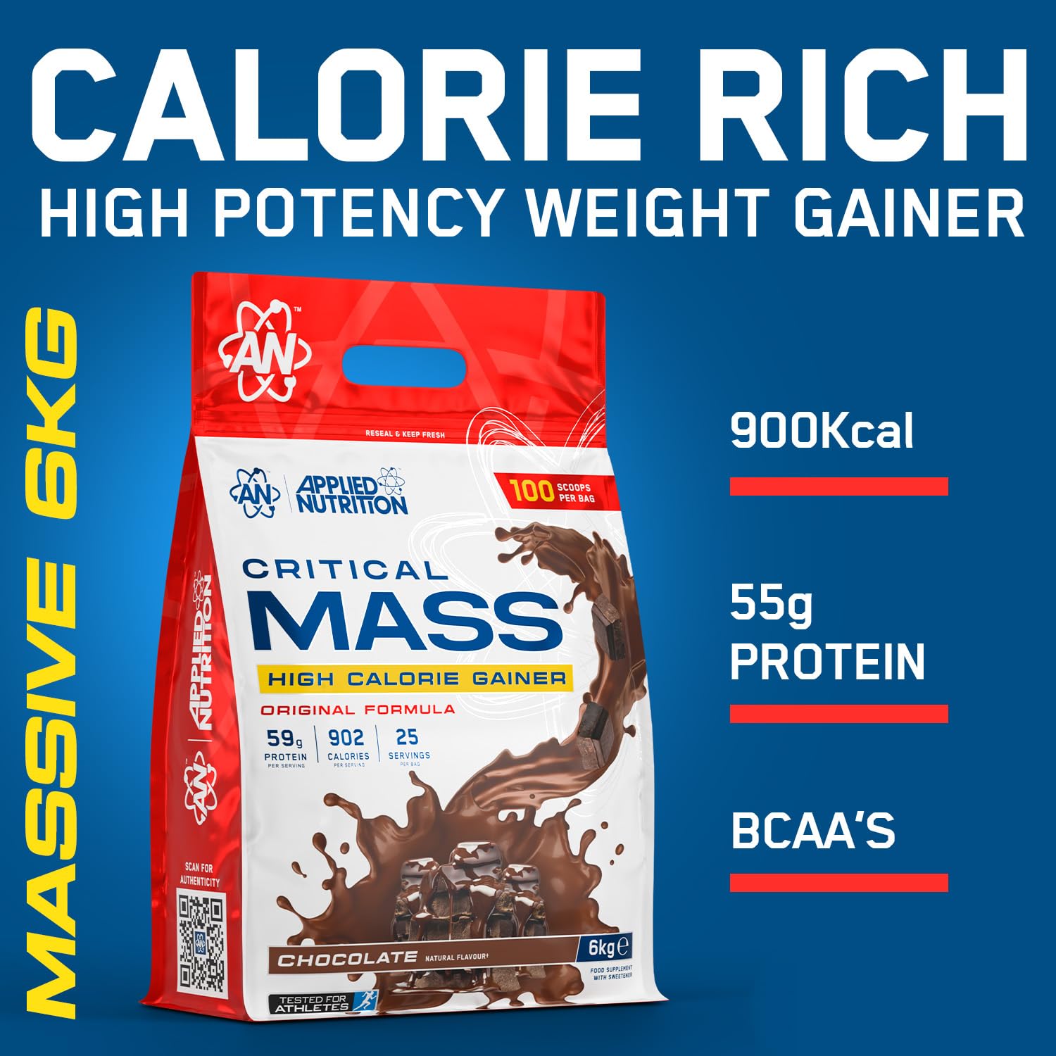 Applied Nutrition Critical Mass Original (6000g) Vanilla - Przyrost masy ciała - Bez kreatyny