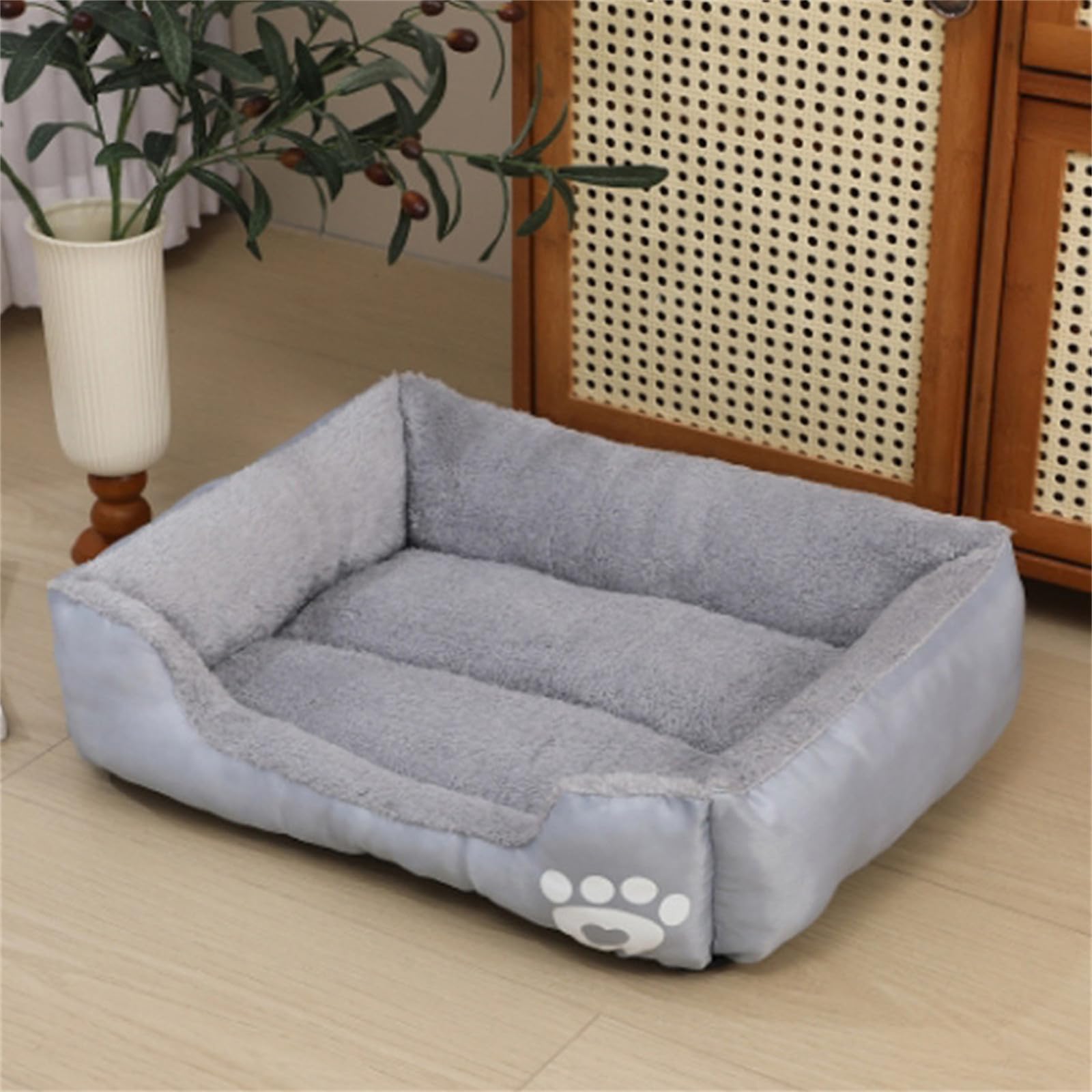 Odot Dog Bed Small Medium Large size Dogs, Rectangle Washable Pet Bed for Cat Puppy Crate, Calming Dog Sofa, Soft and Fluffy, Non-Slip (Gray,L)