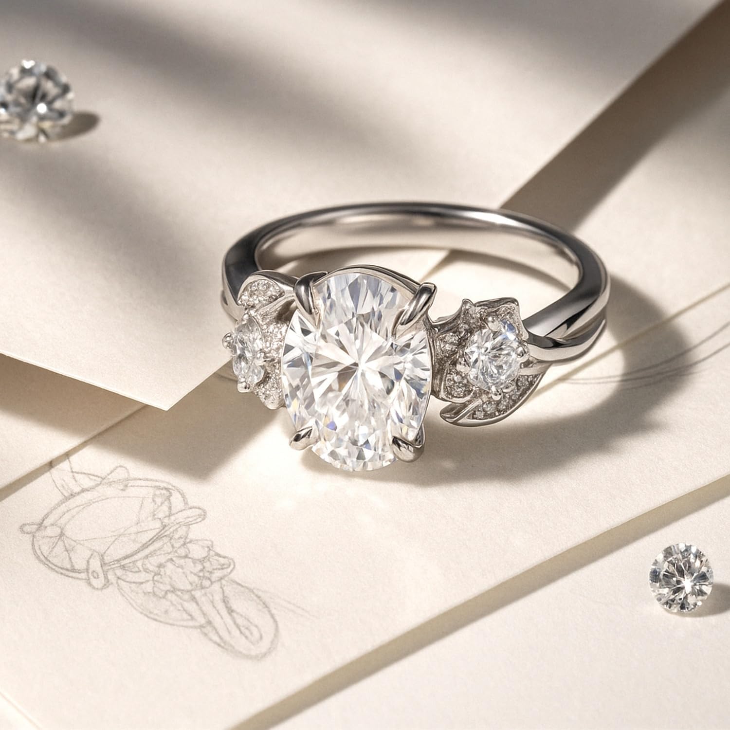 BERRICLE Sterling Silver Flower Wedding Engagement Promise Rings for Her, Trendy Statement Simulated Diamond Cubic Zirconia Ring for Women - Oval, Round Cut Designs