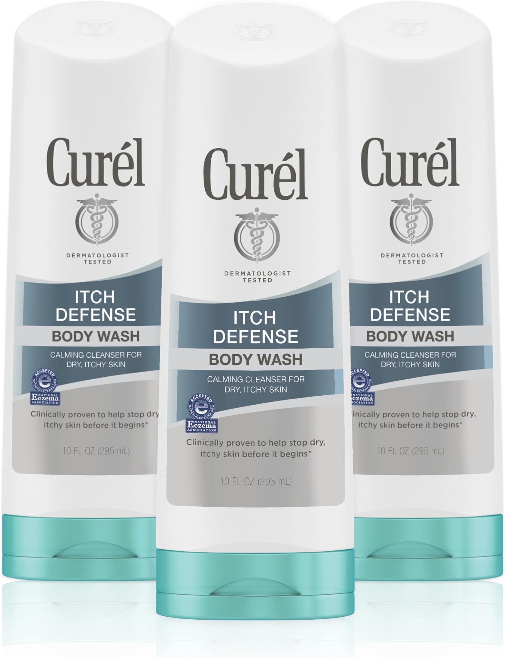 Itch Defense Calming Daily Cleanser, Body Wash, Soap-free Formula, for Dry, Itchy Skin, with Hydrating Jojoba and Olive Oil, 10 Oz, Pack of 3