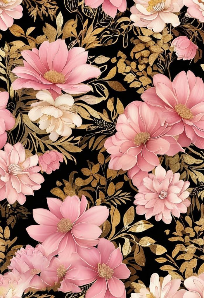 Modern Lux Pink Gold Florals Theme Waterproof Area Rug 4x6 for Porch Patio Deck Machine Washable No Slip Large Carpet in Balcony Garden Backyard Camping Natural Romantic Vibrant Visual Outdoor Rugs