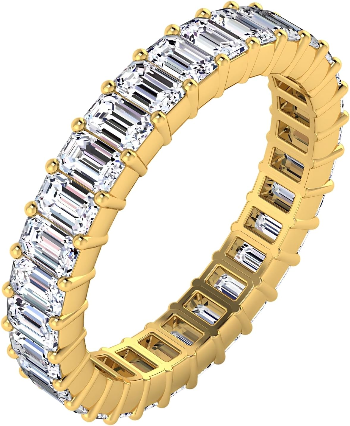 2.85 CTW Emerald Cut Diamond Eternity Ring for Women in 14K White Gold/Yellow Gold | E-F Color, VS Clarity | Wedding, Anniversary, Luxury Fine Jewelry Gift | Lab-Grown Diamonds | Ring Size 6.5 - Image 3