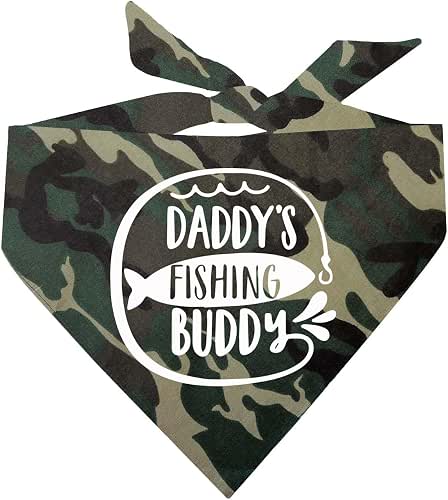 Daddy's Fishing Buddy Dog Bandana | 100% Cotton Adjustable Triangle
