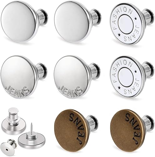 Miniatura 8 de TOOVREN 8 juegos mejorados de botones para pantalones de mezclilla sueltos, sin coser, sin herramientas, reemplazo de apriete de botón de jean 8#A