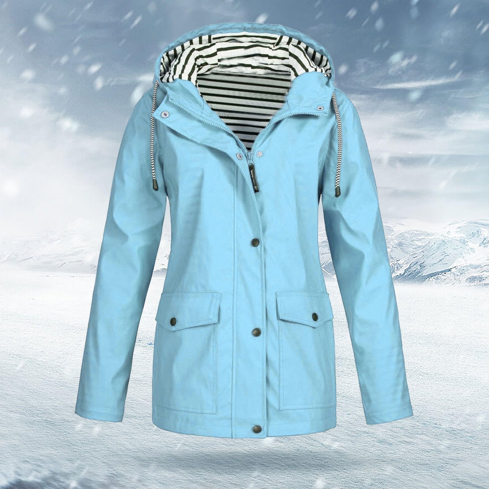 Giacca Antipioggia Da Donna Outdoor Plus Size Resistere All'Acqua Cappotto Allentato Antivento Con Cappuccio E Pantaloni Eleganti Impermeabile Trekking Vento Sportiva Windbreaker Jacket