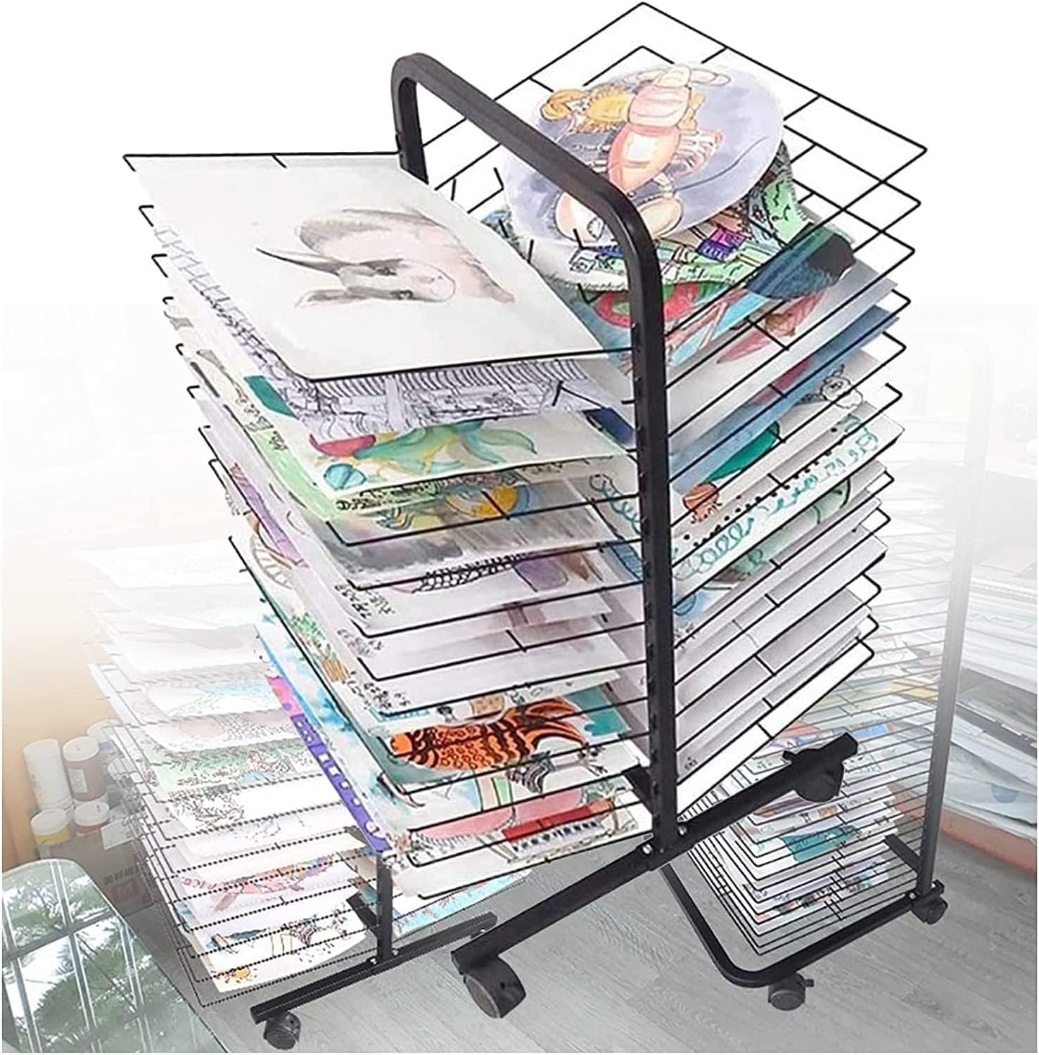 Aioneer Art Drying Rack, Space Saving 26 Layers Drying Shelf For Painting, Classroom Art Drying Rack, For Home, Studios, Schools, Preschools, Kindergartens