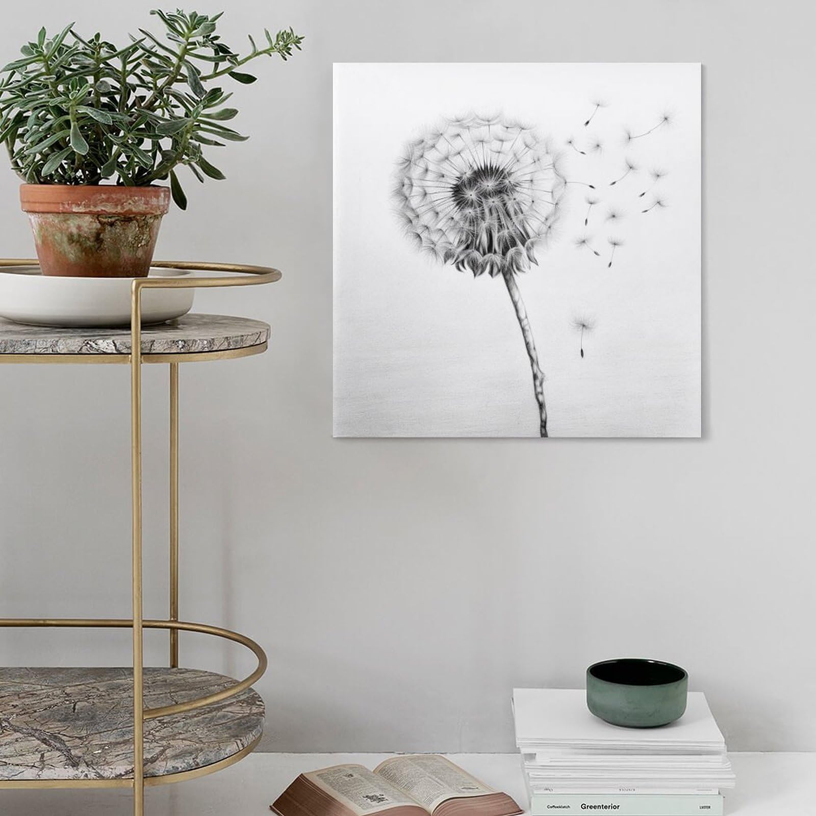 Amazon.com: Dandelion with Seeds Flying Canvas Painting Wall Art