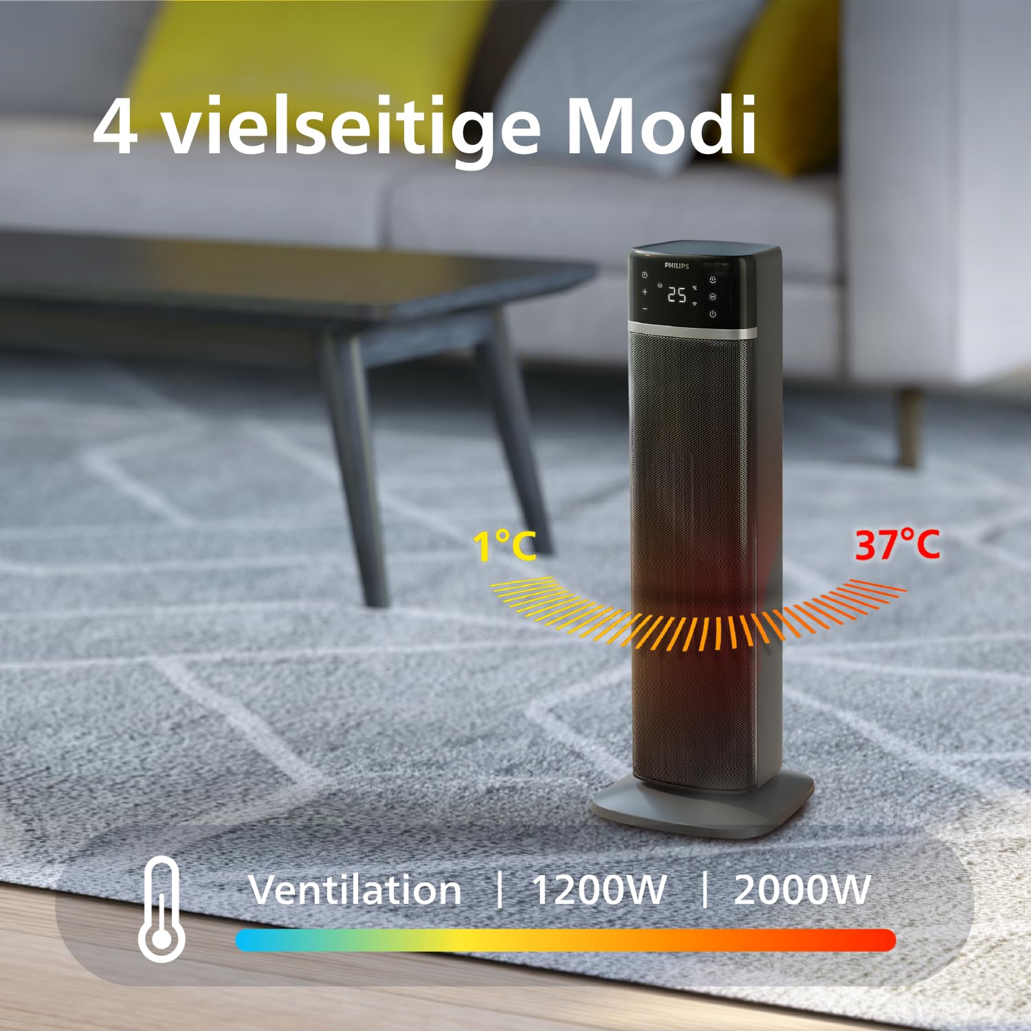 Philips 5000 Turmheizlüfter 2000W App-gesteuert 60° Oszillation schwarz/grau CX5120/11