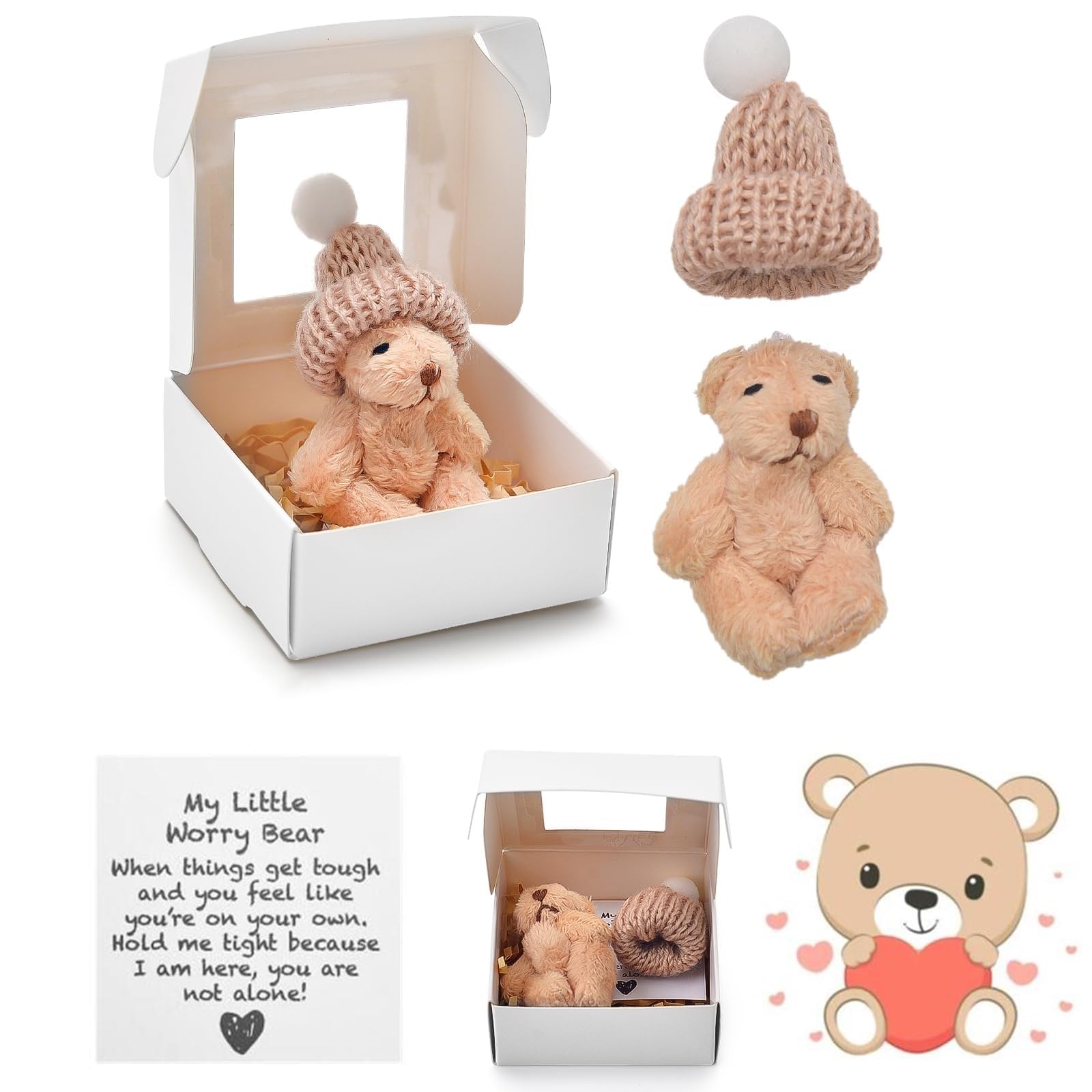Pocket Hug - Orsetto Portafortuna Con Messaggio Motivazionale - Regalo Antistress Per Amici E Famiglia (Arcobaleno)