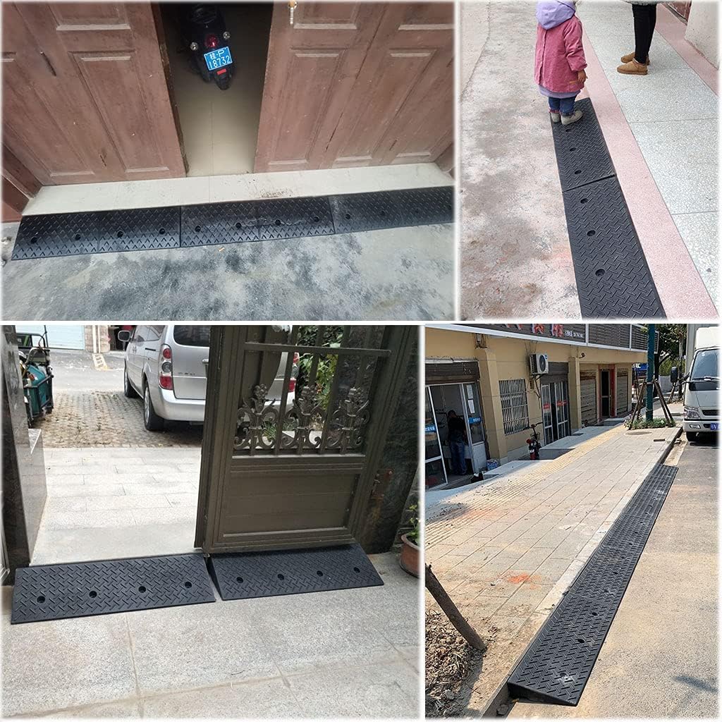 4-9cm Height Curb Ramps, Portable Lightweight Rubber Plastic Threshold Ramps for Driveway/Car/Bike/Motorcycle/Wheelchair Mobility with Anti-Slip Surface