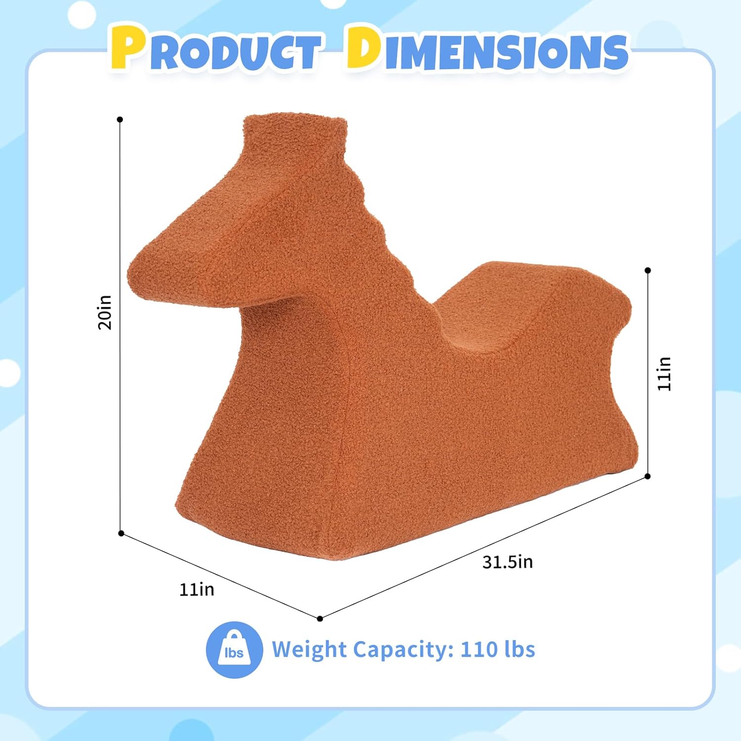 Horse Toddler Chair Cute Animal-Shaped Kids Chairs Comfy Toddler Couch with Removable Washable Cover Ultra-Soft Foam Filled Kids Sofa Lightweight Birthday for Boys and Girls - Image 2