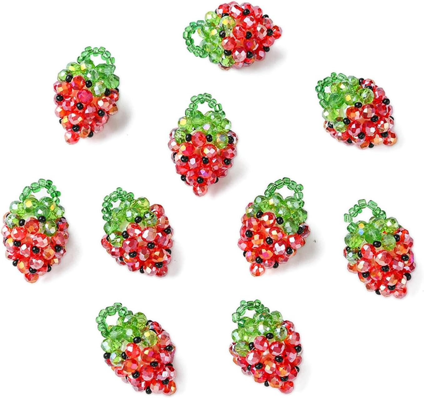 DanLingJewelry 10Pcs Red Strawberry Glass Seed Bead Charms Handmade Beaded Fruit Dangle Charms for DIY Jewelry Necklaces Earrings Making - Image 8