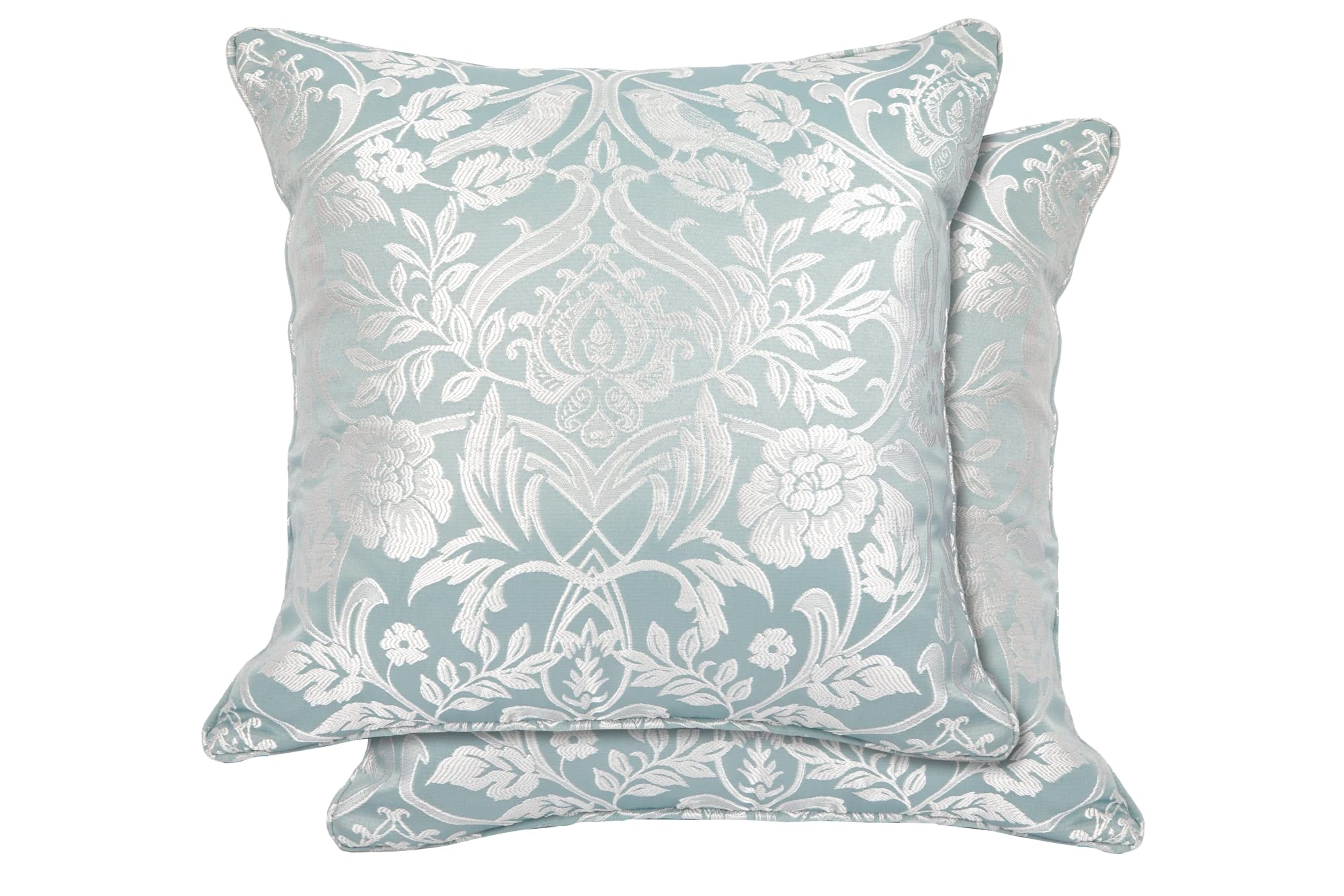 Emma Barclay Teal Eden - Jacquard Cushion Cover In Duck Egg - 17X17 (43X43cm)