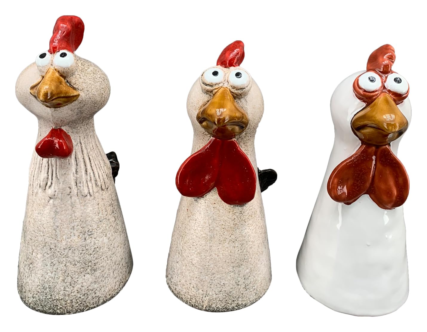 Klocke Dekorationsbedarf Zaunhocker im Sparset – Pfostenhocker/Zaunfigur Keramik – Gartendekoration Zaungucker – Deko Tierfiguren/Gartenfiguren (Huhn 12 x 9,5 x 23 cm - 6 Stück)