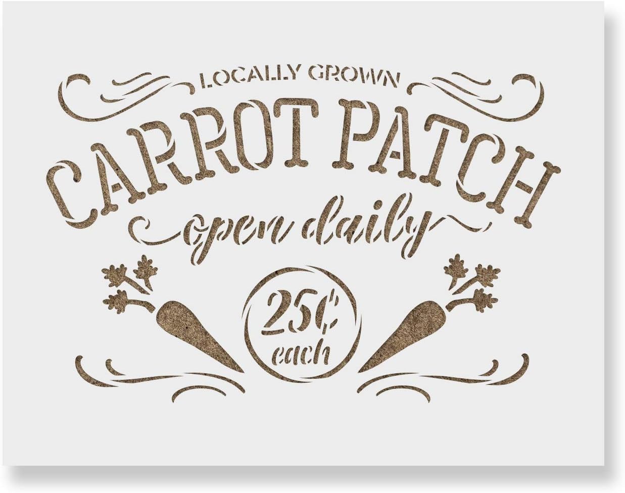 Locally Grown Carrots Farm Sign Stencil - Vegetables Stencil, Farm Stencil, Carrots Stencil, Produce Stencil, Sign Stencil