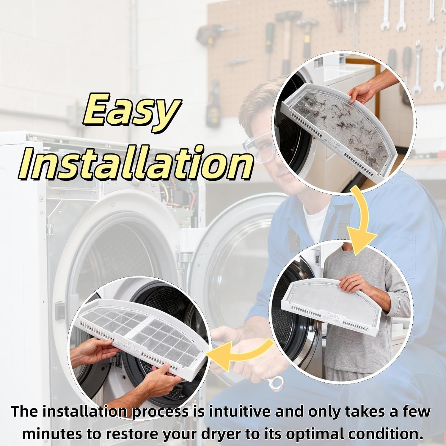 WE03X23881 Dryer Lint Filter Screen - Compatible with GE - Replaces PS11763056 AP6031713 EAP11763056 4476390
