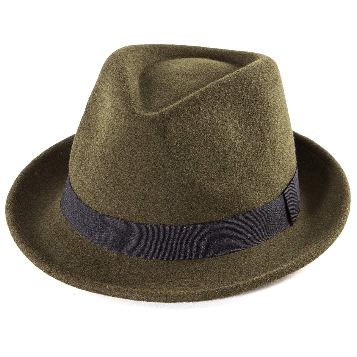 LADYBRO Straw Trilby Fedora Hat for Men Women 1920s Wool Felt Panama 7 1/4