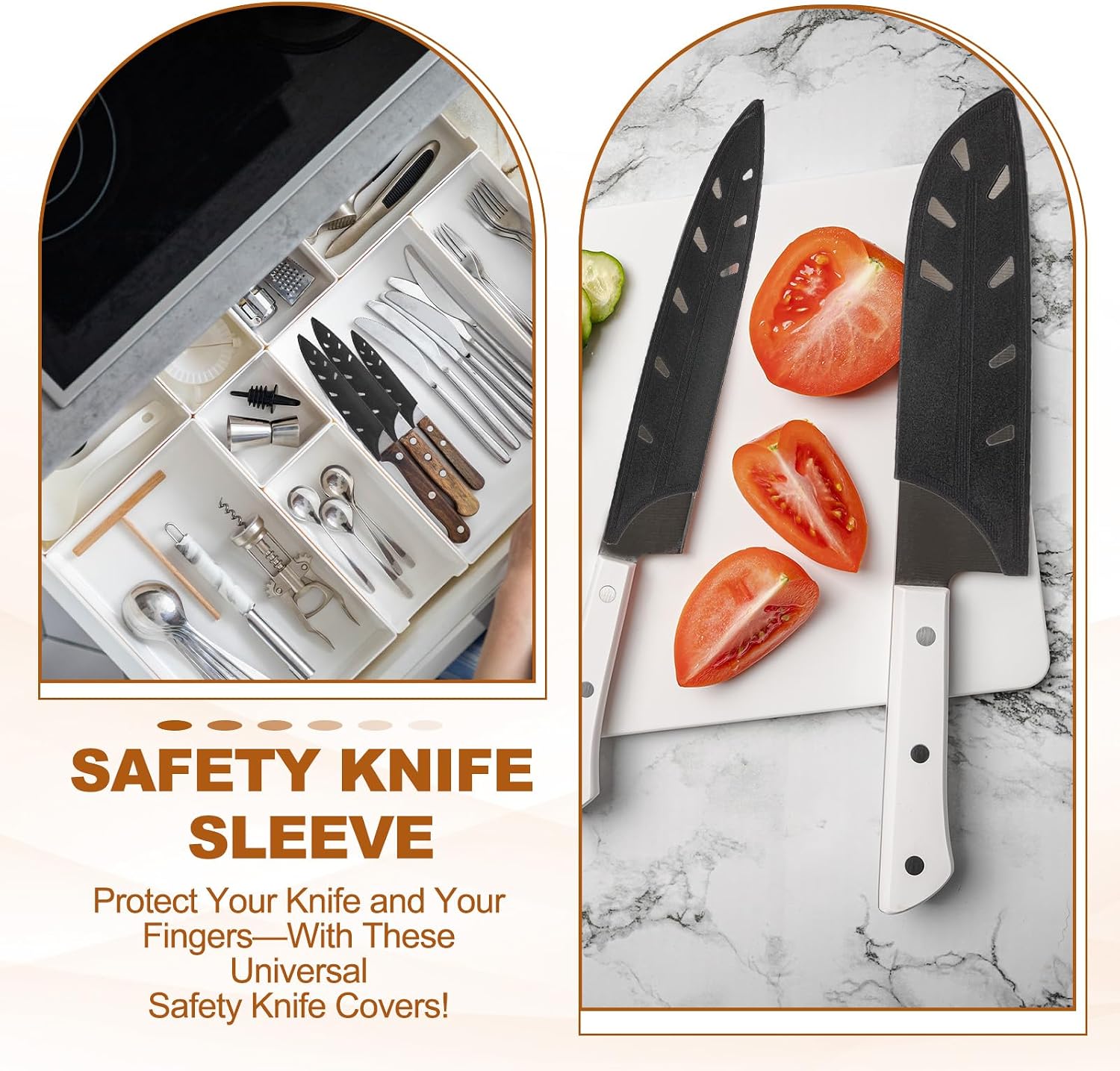 PATIKIL ABS Safety Knife Cover Sleeves for 4" Ceramic Knives, Universal Chopping Edge Guard Blade Protector Sheath for Kitchen Bar, Black, 10cm L, Pack of 2